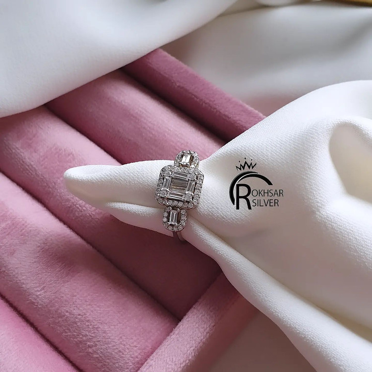 انگشتر نقره امرالد جواهری با عیار 925