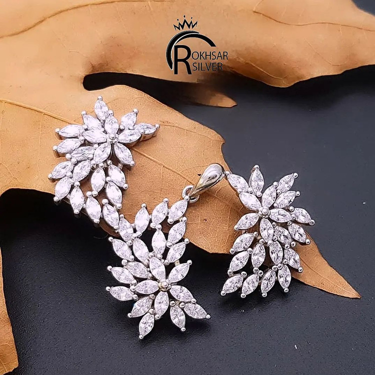 نیم ست نقره جواهری