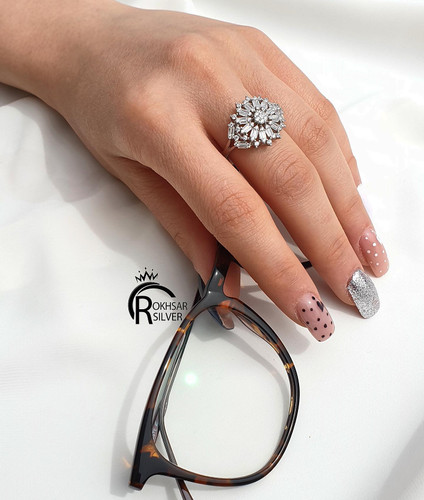 انگشتر جواهری نقره