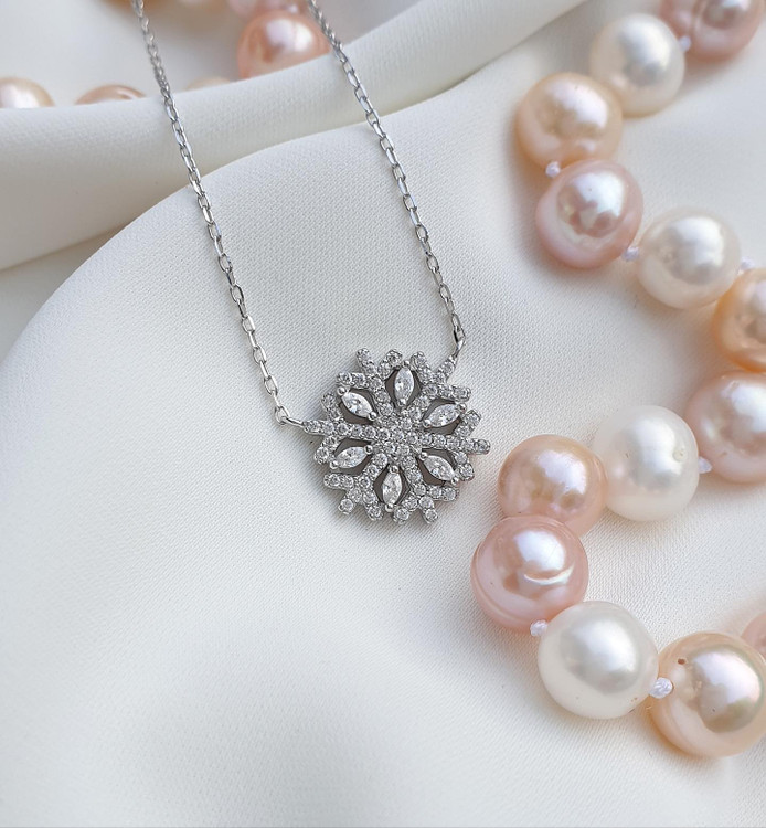 گردنبند نقره خاص دخترانه طرح طلا