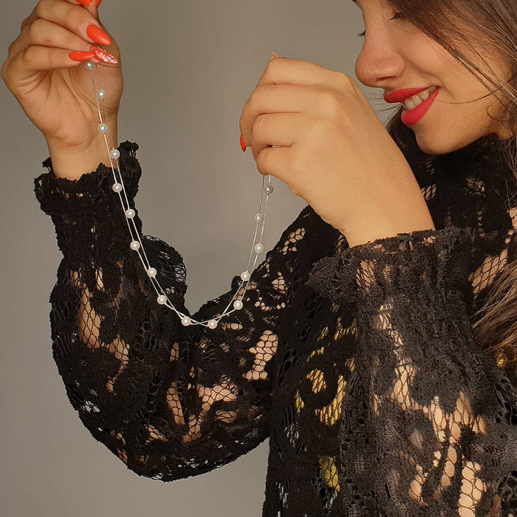 زنجیر نقره مروارید پرورشی با عیار ۹۲۵