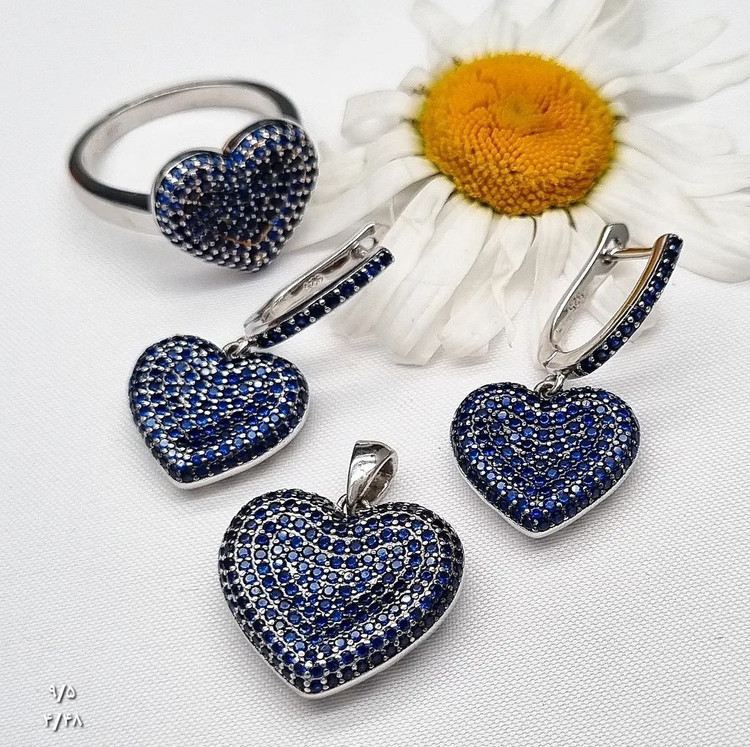 نیم ست نقره قلبی خاص