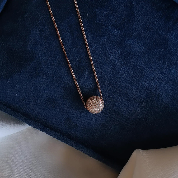 گردنی نقره زنانه گوی فول نگین