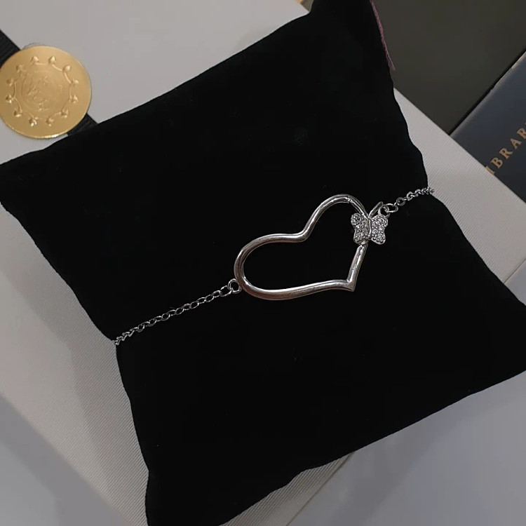 دستبند نقره قلب جواهری با عیار ۹۲۵