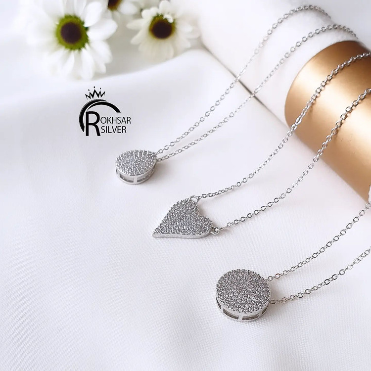 گردنی زنانه جواهری نگیندار سیلور