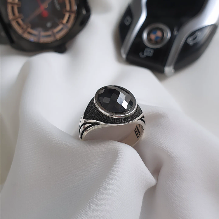 انگشتر نقره مردونه با سنگ انیکس