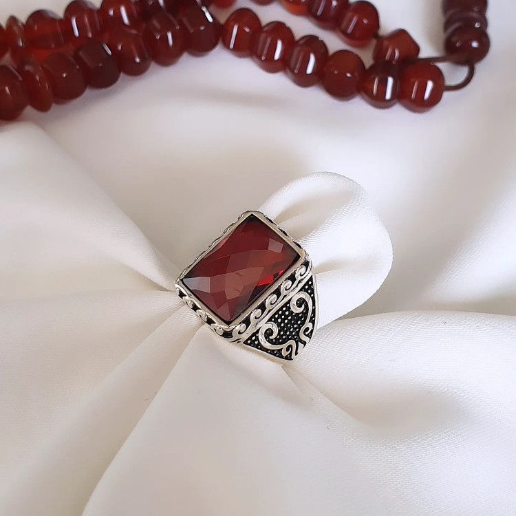 انگشتر نقره مردانه یاقوت سرخ