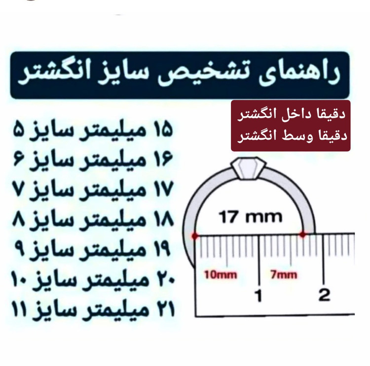 راهنمای سایز انگشتر