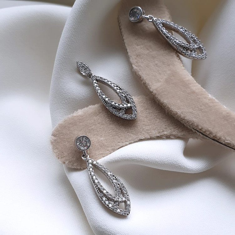 نیم ست نقره مدل اشکی