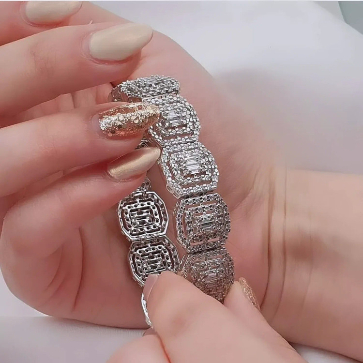 دستبند نقره جواهری فول نگین مدل امرکات