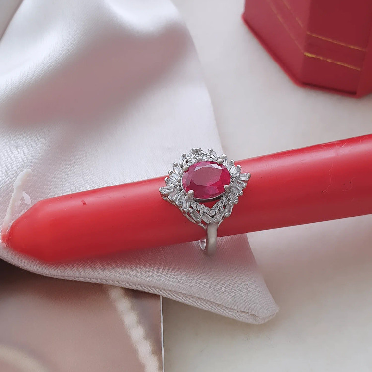 انگشتر نقره زنانه با سنگ کوارتز سرخابی