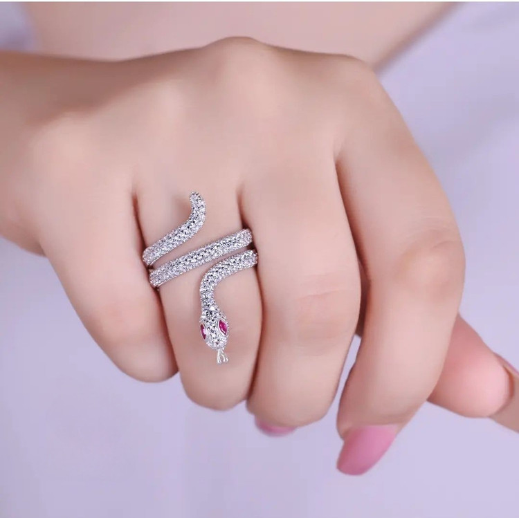 انگشتر نقره مار بولگاری زنانه