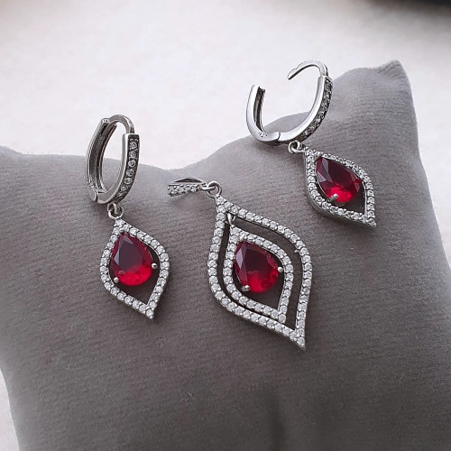 نیم ست نقره یاقوت قرمز