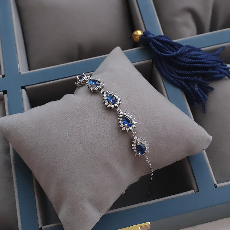 دستبند نقره یاقوت کبود