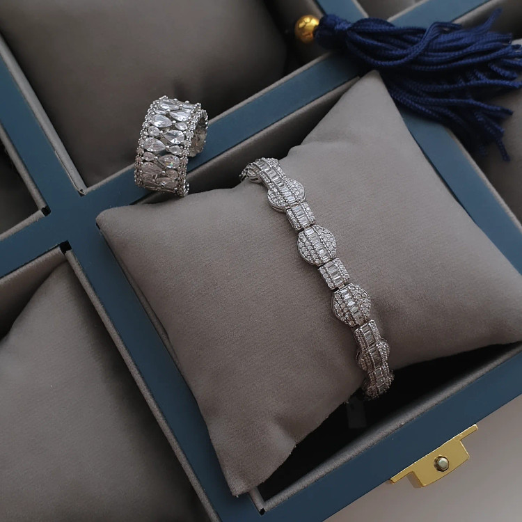 دستبند نقره جواهری