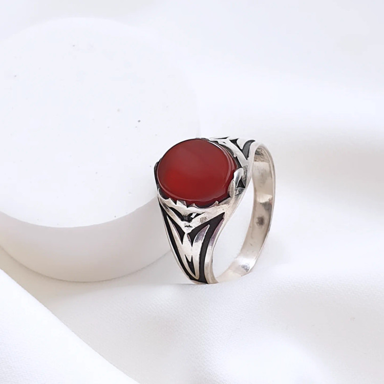 انگشتر نقره مردونه با سنگ عقیق