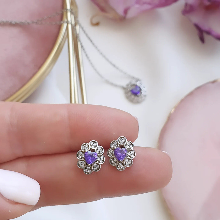 گوشواره چسبان نقره خاص مدل قلب