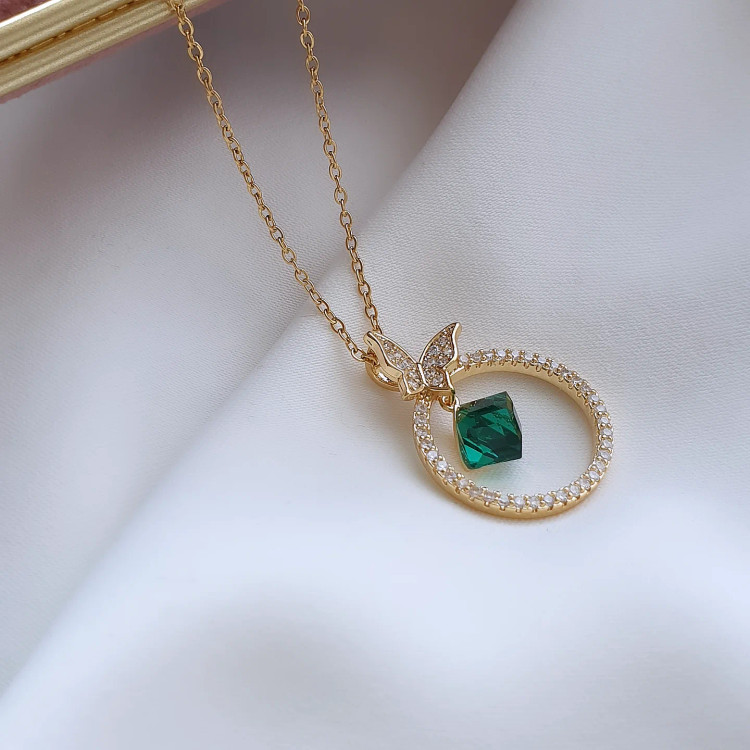 گردنی جواهر با کریستال سواروسکی سبز