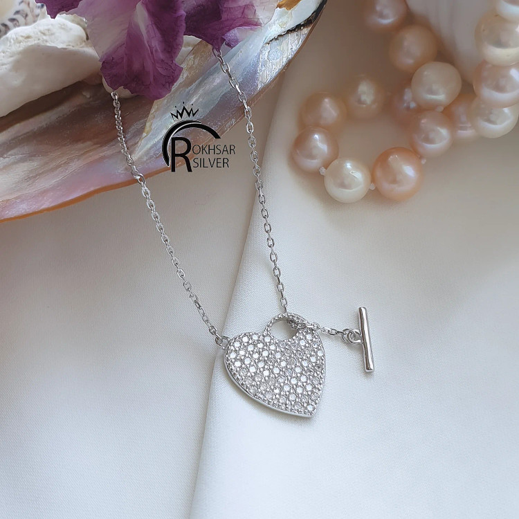 گردنبند نقره قلب طرح طلا