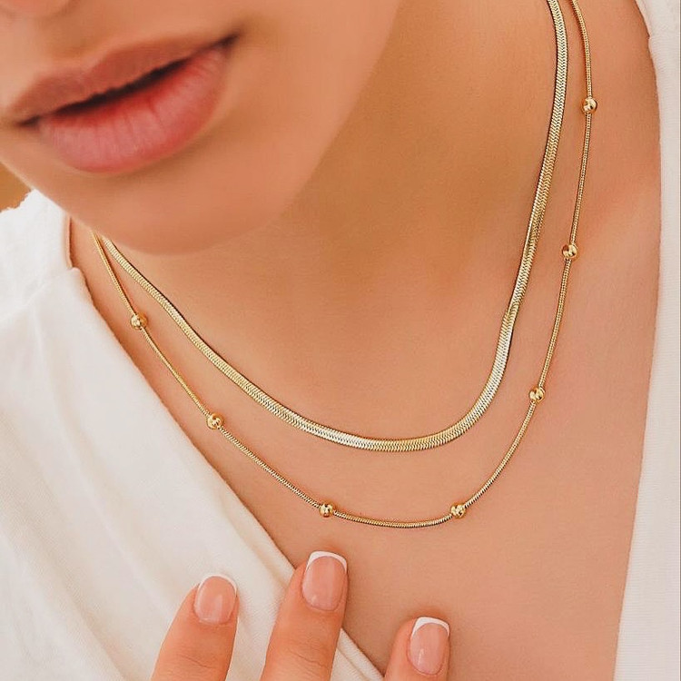 گردنبند زنانه استیل دو لاینه