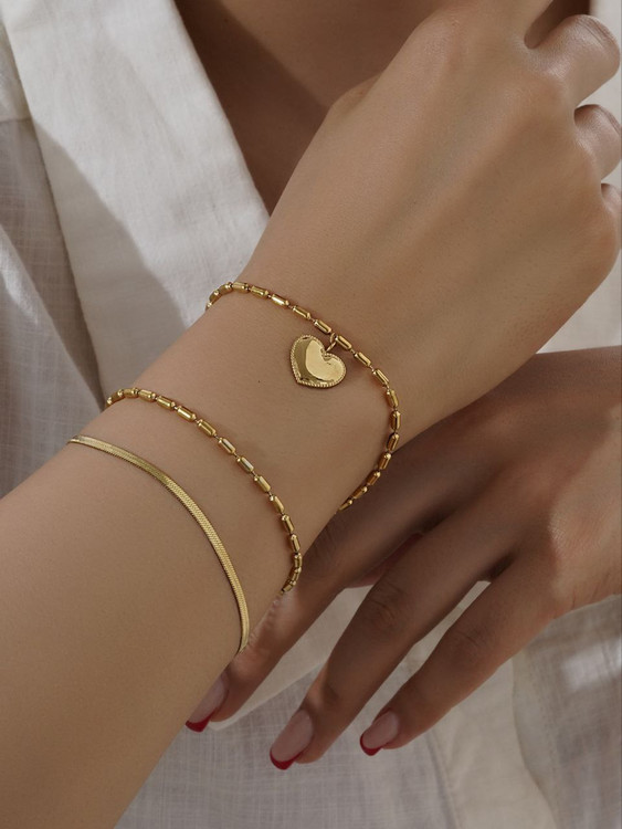 دستبند ظریف و زنجیری مدل قلب آویز