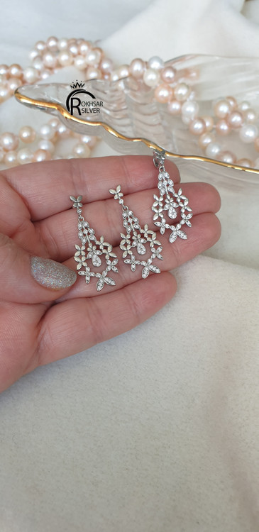 نیم ست نقره مدل دسته گل