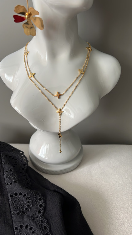 گردنی استیل طلایی طرح طلا