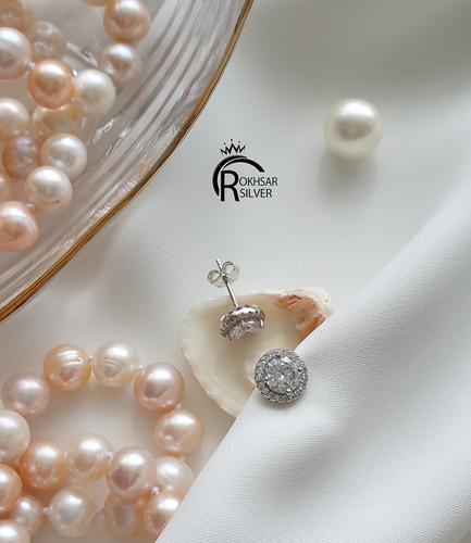 گوشواره نقره تک نگین