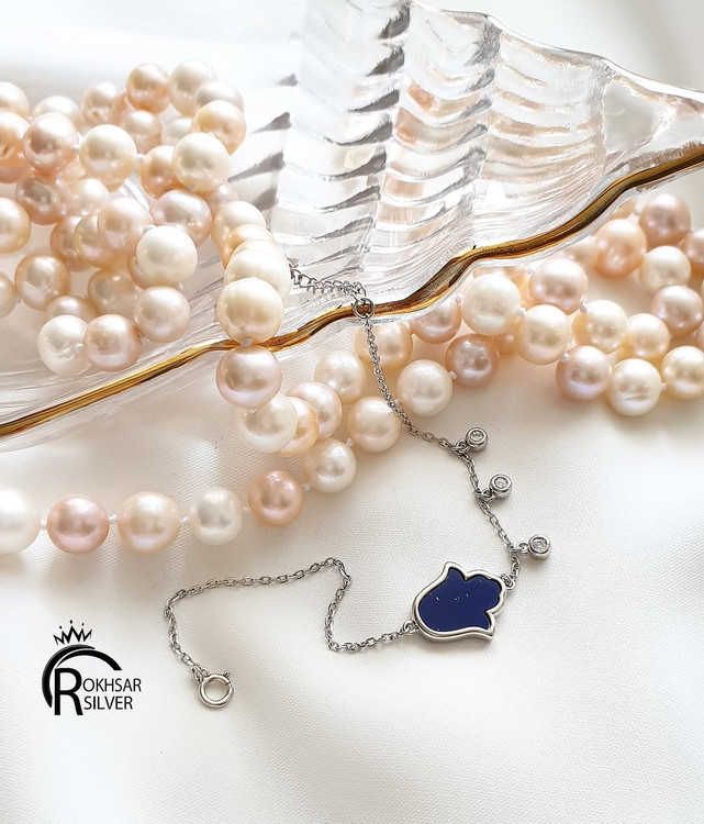 دستبند نقره عیار 925 با طرح دست همسا