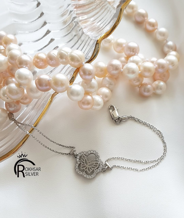 دستبند نقره طرح گل رز با عیار 925