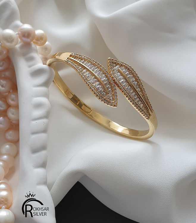 بنگل جواهری برگ با نگین های باگت