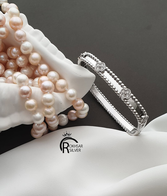 دستبند النگویی نقره مشابه طلا