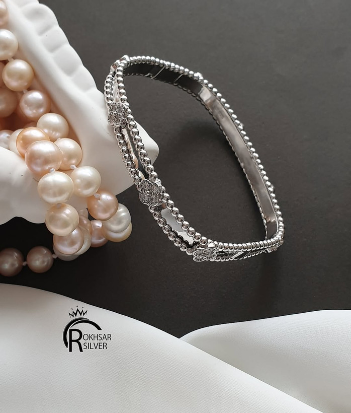 دستبند نقره زنانه ۹۲۵ مدل النگویی (ونکلیف مربعی) کد RS_1031