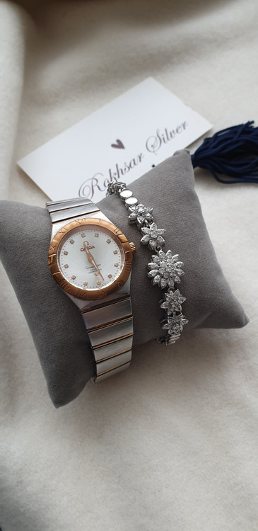 دستبند طرح طلا سیلور مدل فلاور