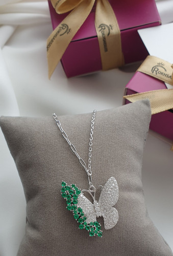 گردنبند نقره جواهری با کریستالهای سوارسکی