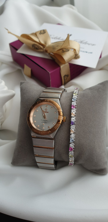 دستبند تنیسی با کریستال رنگی