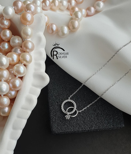 گردنبند نقره حلقه تگ نگین رخسار سیلور