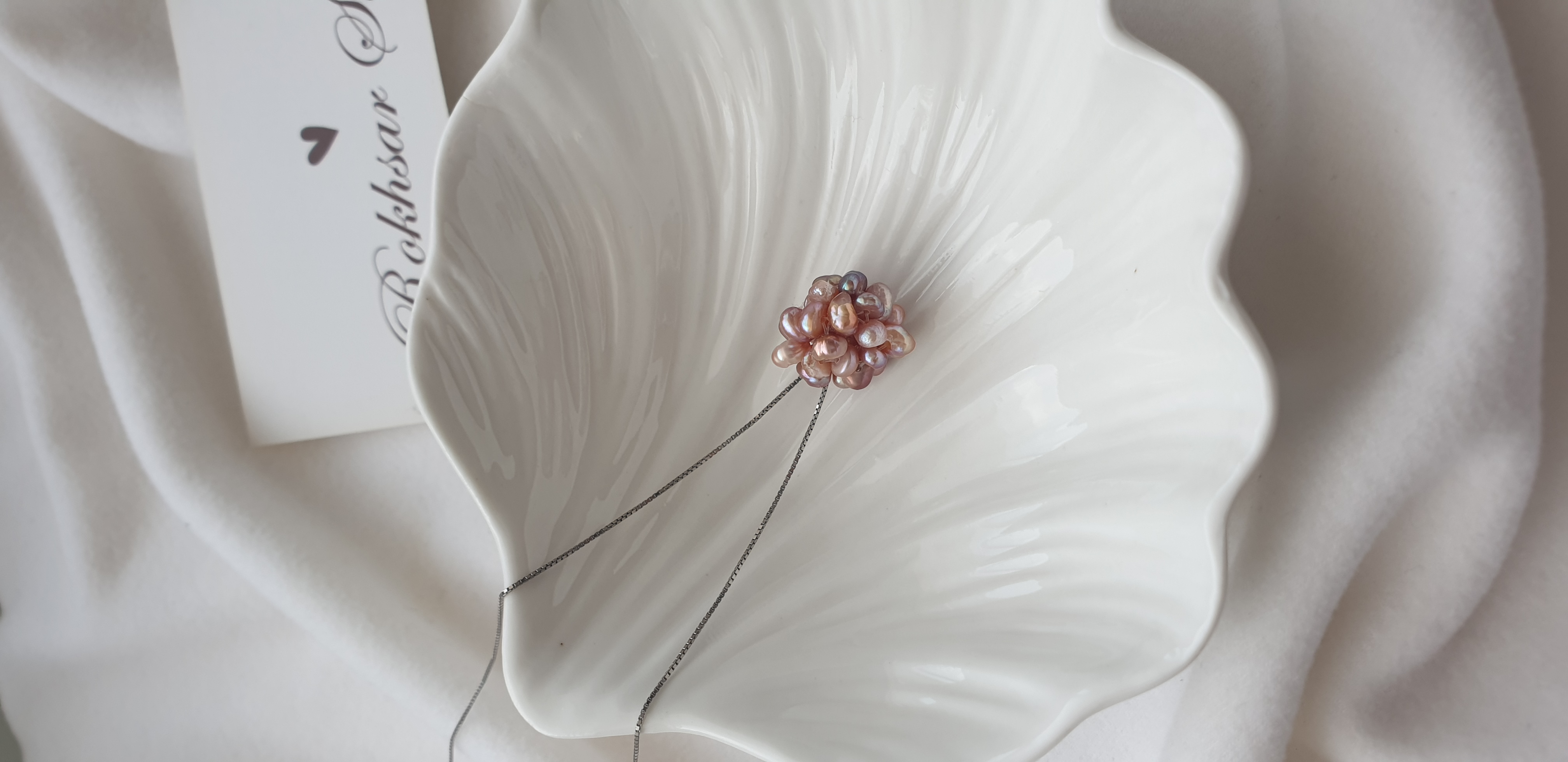 گردنبند نقره با توپک مرواریدی