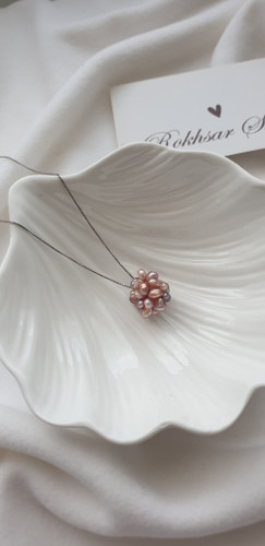 گردنبند نقره با توپک مرواریدی