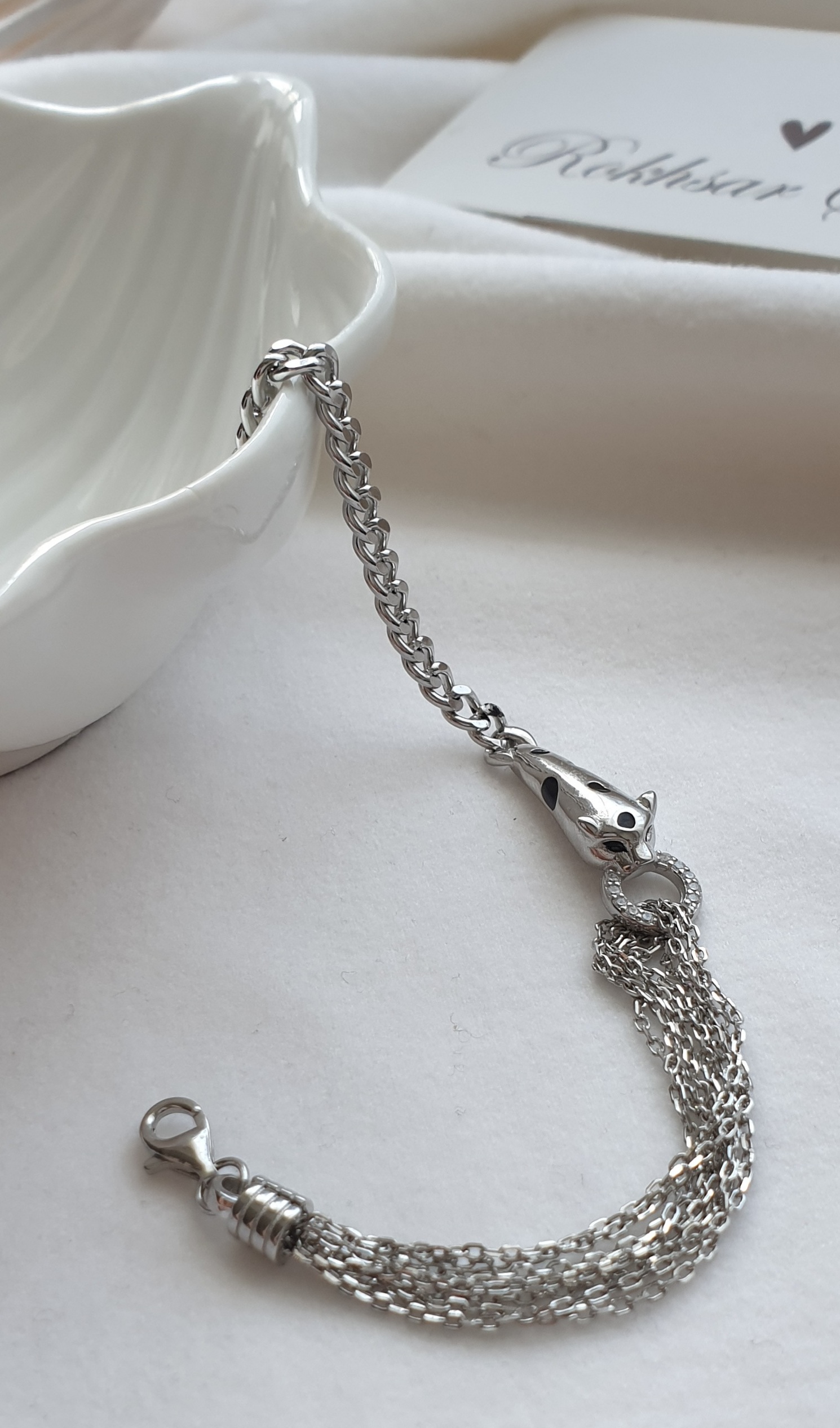 دستبند نقره لوکس طرح پنترکارتیر