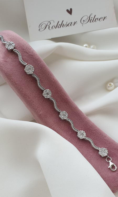 دستبند جواهری نقره مدل فلاور