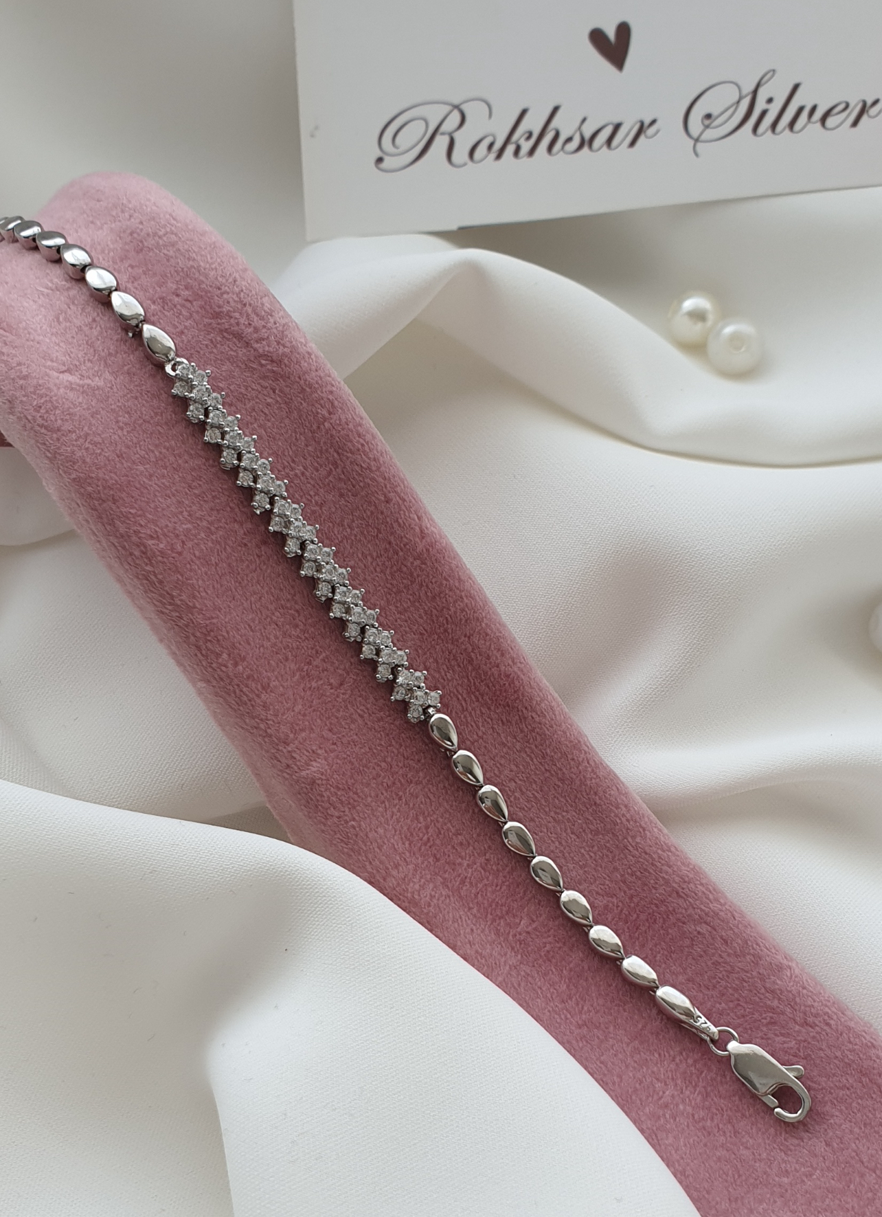 دستبند تنیسی ظریف  نقره