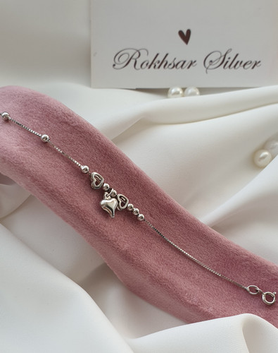 دستبندنقره با گوی البرناردو و قلب