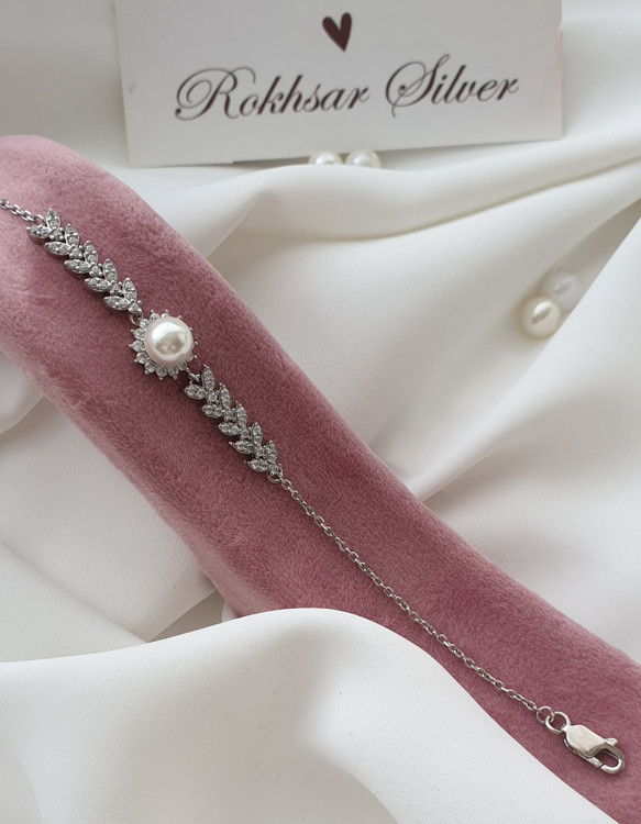 دستبند نقره مرواریدی ظریف عیار 925