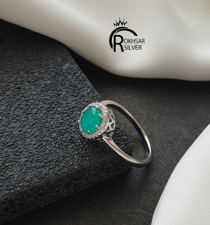 انگشتر نقره ظریف با سنگ اصل دابلت