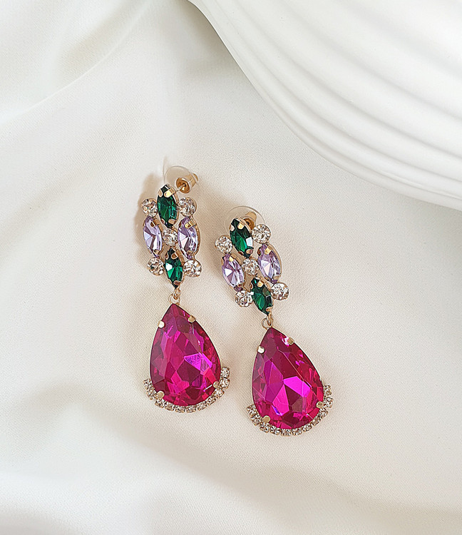 گوشواره نگین رنگی مجلسی