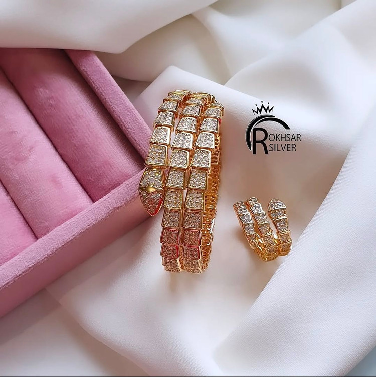 ست دستبند ماربولگاری رنگ طلایی