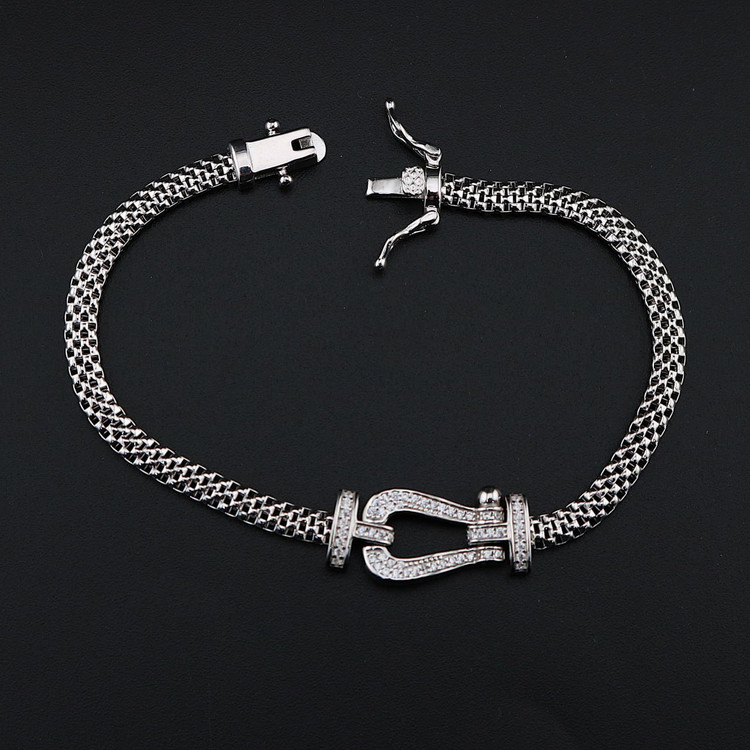 دستبند نقره 925 امگا مشابه نمونه طلا