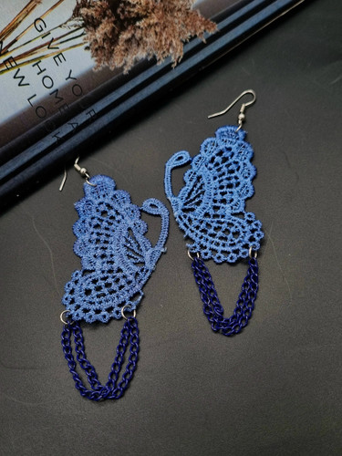 گوشواره پروانه گیپوری آبی تیره