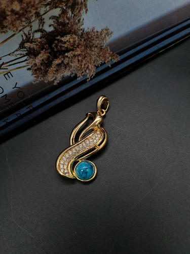 پلاک طرح فیروزه با آبکاری طلا 18 عیار